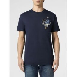 Philipp Plein T-shirt in cotone con patch Blue Navy Taglia XL