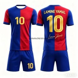 NONE Completo Set Estivo 2026 di Maglia e Pantaloncini da Calcio 3D Traspirante AI Yamal N.10 per Bambini e Adulti - Abbigliamento Coordinato Genitore-Figlio