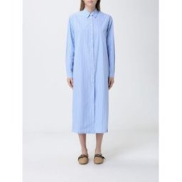 Mc2 Saint Barth Abito chemisier in cotone a righe con logo Azzurro Taglia XSS