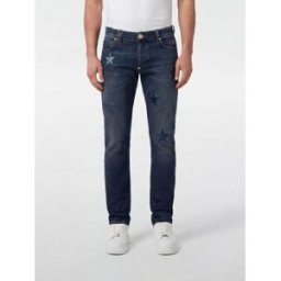 Philipp Plein Jeans skinny fit in denim con patch stelle Blue Taglia 33