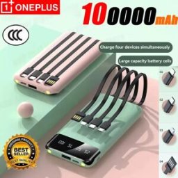 OnePlus 100000mAh Power Bank Ricarica super veloce Grande capacità Quattro cavi di ricarica rapida Bulit-in Adatto a tutti i telefoni cellulari