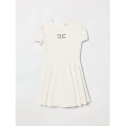Elisabetta Franchi La Mia Bambina Abito in crepe con monogram Avorio Taglia 12