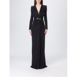 Elisabetta Franchi Abito lungo in cupro stretch Nero Taglia 40