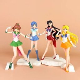 Bandai Statuetta Anime Sailor Moon, Hino Rei, Mizuno Ami, Sailor Mars, Mercury, Decorazione, Ornamento, Modello d'Azione in PVC, Regalo, Giocattolo da Collezione