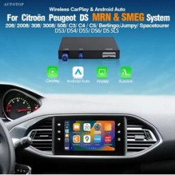 AUTOTOP Adattatore Wireless Carplay Android Auto per SMEG Citroen C3 C4 C5 DS3 DS4 DS5 DS6 Peugeot 208 308 508 3008 Telecamera di Retromarcia