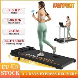 ramypoket Tapis Roulant Pieghevole Con Inclinazione 9% motore 2,5 HP 1-8 km/h Installazione mini tapis roulant Tappetino da passeggio a basso rumore gratuito per la casa