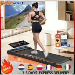ramypoket Tapis Roulant Elettrico Domestico con Inclinazione di 9%, Silenzioso, APP/LED, 1-8 km/h, Carico Massimo 130 kg