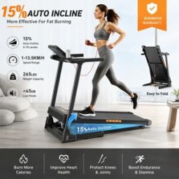 Formill Tapis Roulant Pieghevole FT61 3.0HP, Inclinazione 15%, 13.5km/h, Nastro 17x43 Pollici, Carico 136kg, Silenzioso, LCD, Ammortizzante per Casa