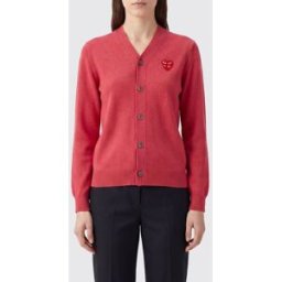 Comme Des Garçons Play Cardigan in lana con scollo a V e patch logo a cuore Rosa Taglia XS