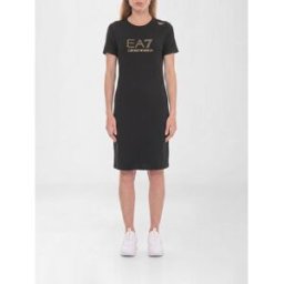 Ea7 Abito a t-shirt in misto cotone stretch Nero Taglia S