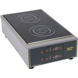 Roller Grill Piano di cottura a induzione, 2x Ø 280 mm, 2x 3 kW ; 360000 ml, 40x70x19.5 cm (LxPxH); argento/nero