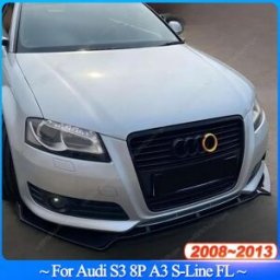 NONE 3 Pz Per Audi S3 8P A3 S-Line FL 2008-2013 Facelift Paraurti Anteriore Lip Diffusore Spoiler Splitter ABS Gloss Nero Bodykits Tuning Carbon Look