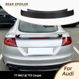 JCING Avvio posteriore in fibra di carbonio Spoiler a due piani Ala di coda del bagagliaio per Audi TT MK2 8J TTS Coupe 2 porte 2008-2014 Cambia in TTRS FRP Nero FRP Glossy Black