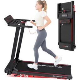 CITYSPORTS PRO Tapis roulant elettrico pieghevole con inclinazione - Velocità massima 12 km/h, controllo app intelligente, display a LED nero