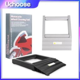 UCHOOSE Supporto per la pulizia dei pneumatici per moto Supporto per ruota per pneumatici per moto portatile in alluminio Pulito Lubrificare la mensola Rulli durevoli Rampa di sollevamento Blue