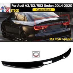 MagicKit V Style Baule Posteriore Spoiler Ala Per 2014-2020 Audi A3 S3 RS3 Berlina Nero Lucido Ala di Coda Posteriore Tronco Lip Spoiler Nero Lucido