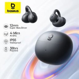 BASEUS BC1 Auricolari con clip per orecchio Auricolari wireless a orecchio aperto Bluetooth 6.0 Clip On Cuffie sportive 4 microfoni Super Bass IP55 Auricolari