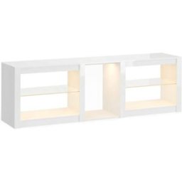 Homcom Mobile TV Moderno con Illuminazione RGB-LED e Ripiani in Vetro Regolabili, per TV fino a 75 Pollici, Bianco Aosom Italy