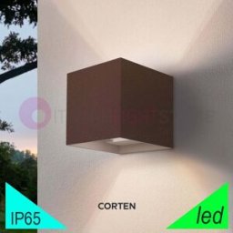 Marbella Squared Corten Faretto Led Da Esterno Cubetto 10x10 Design Moderno Ip65