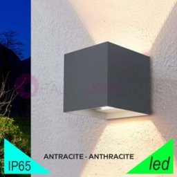 Marbella Squared Antracite Faretto Led Da Esterno Cubetto 10x10 Design Moderno Ip65