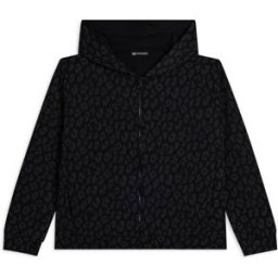 Freddy Felpa donna leopardata con zip e cappuccio Leopard Ani Black On Anthracit Donna Small