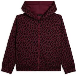 Freddy Felpa donna leopardata con zip e cappuccio Leopard Ani Black On Cordovan Donna Xxs