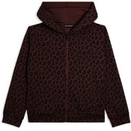 Freddy Felpa donna leopardata con zip e cappuccio Leopard Ani Black On C.Coffee Donna Medium