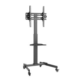 Cromad Supporto da Terra con Ruote per TV 32"-55" - Ruote con Bloccaggio - Altezza Regolabile - Vassoio Multiuso - Peso Max 35Kg - VESA 400X400mm