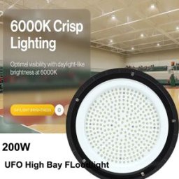 Arbrac Luci da baia UFO a luce industriale a LED da 200 W Faretti rotondi super luminosi per magazzini, fabbriche, parchi giochi, case, esterni e interni Type A 200W1PC