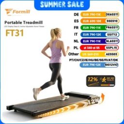 Formill Tapis Roulant FT31, 2.5HP, Inclinazione Regolabile 12%, Motore, Velocità 6km/h, Tapis Roulant Portatile Antiscivolo con Assorbimento degli Urti, Display LED, Leggero, per Casa e Ufficio FT31