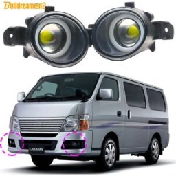 Buildreamen2 2 pezzi Car LED COB fendinebbia con Angel Eye DRL Daytime Running Light Design per Nissan Urvan Caravan E25 Facelift 2004-2010