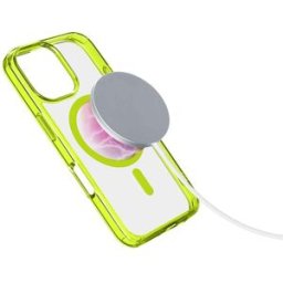 Cellular Line Custodia iPhone 16 Pro Max Iconic Magsafe Trasparente / Lime