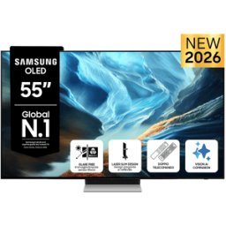 Samsung OLED AI TV 55" QE55S90HAEXZT 4K, Processore NQ4 Gen3, 4K Upscaling Pro, Glare Free, HDR+, Motion Xcelerator 165Hz, Dolby Atmos & OTS Lite, Laser Slim Design, Vision Smart TV, 2026