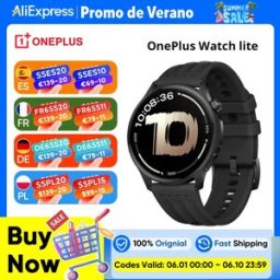 OnePlus Watch lite SmartWatch, display da 1,46 pollici, 59 g, 10 giorni di autonomia affidabile, monitoraggio della frequenza cardiaca e dell'ossigeno nel sangue