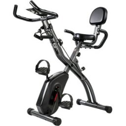 Sportnow Cyclette Pieghevole con Resistenza Magnetica 8 Livelli, Bande di Resistenza e App Bluetooth, Nero Aosom Italy