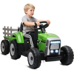 AIYAPLAY Trattore Elettrico HOMCOM con Rimorchio Rimovibile, Auto Elettrica per Bambini dai 3 ai 6 Anni con Telecomando, Display Musicale MP3