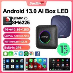 Carlinkit 2026 CarPlay AI Box Android 13.0 QCM6225 8-Core Adattatore Wireless Android Auto CarPlay 2.4+5GGPS 64G 128G Aggiornamento FOTA