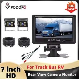 podofo Monitor di backup per auto 7 ''TFT LCD Monitor per auto telecamera di retromarcia per auto impermeabile IR visione notturna 12V-24V per camion Bus Van