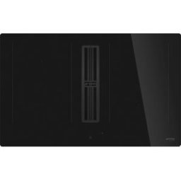 SMEG HOBD482D2 Piano cottura a induzione con cappa aspirante, Vetro nero lucido, senza cornice, da incasso o a filo,83 cm