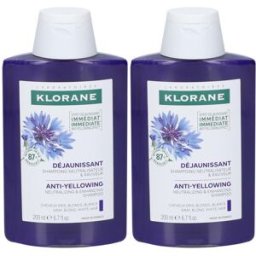 Klorane Shampoo neutralizzante e ravvivante alla Centaurea BIO 200ml - Anti-ingiallimento, Neutralizza i riflessi gialli ramati 2x200 ml