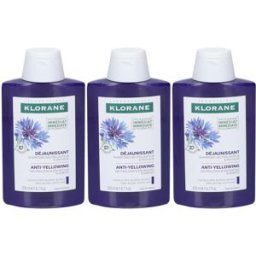 Klorane Shampoo neutralizzante e ravvivante alla Centaurea BIO 200ml - Anti-ingiallimento, Neutralizza i riflessi gialli ramati 3x200 ml