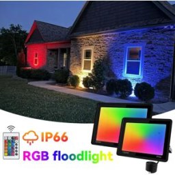 Arbrac Luce di inondazione RGB 100W 200W Riflettore RGB IP66 Faretto LED con telecomando 220V Lampada per proiettore Illuminazione da giardino per esterni