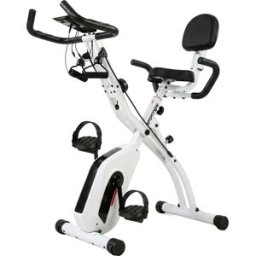 Sportnow Cyclette Pieghevole con 8 Livelli di Resistenza, Volano, Display LCD, Bluetooth, Cardiofrequenzimetro e Sella Regolabile, Bianco Aosom Italy