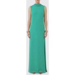 Max Mara Abito lungo in poliestere Verde Taglia 44