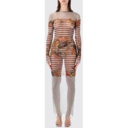 Jean Paul Gaultier Abito lungo in jersey stampato Blue Taglia M