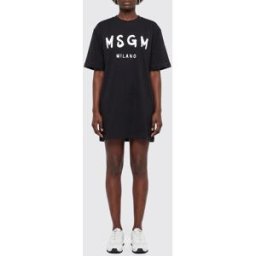 Msgm Abito a t-shirt in cotone con logo Nero Taglia XS