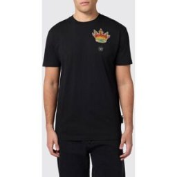 Philipp Plein T-shirt in cotone con patch Nero Taglia L