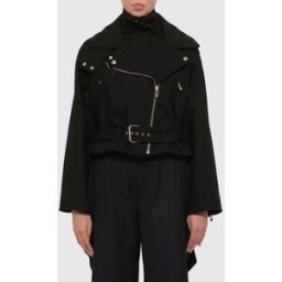 Alaïa Giacca biker cropped in cotone con cintura regolabile in vita Nero Taglia 36