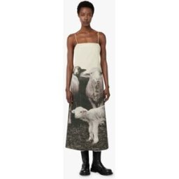 Moschino - Abito in gabardina di cotone stampato - Grigio 36