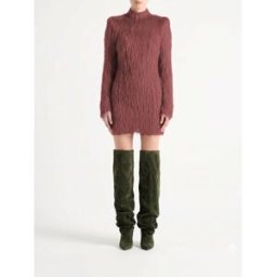 Balmain Mini abito a tubino con paillettes frange e collo a lupetto Nudo Taglia 38